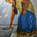 Figurative oil painting titled 'Girl Washing', 32x23 inches, by artist Vishalandra Dakur on Canvas