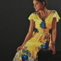 Realistic pencil drawing titled 'Girl with Yellow Frock', 48x36 inches, by artist Parshuram Patil on Paper
