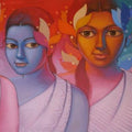 Figurative acrylic painting titled 'Girls 2', 20x42 inches, by artist Avinash Deshmukh on Canvas