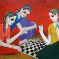 Figurative acrylic painting titled 'Girls', 30x40 inches, by artist Anil Mahajan on Canvas