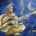 Music acrylic painting titled 'Gittar player', 26x1x20 inches, by artist Chaitan Bhosale on canvas