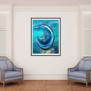 In-situ view of Kusum Lata Sharma's 'Glacier City (Celestial Embrace)' painting in a room