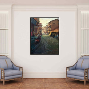 In-situ view of Suresh Jangid's 'Glory Of Light (Urban Hustle)' painting in a room