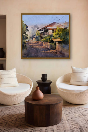 Glory Of Decline (Morning in the Village) by artist Purendra Deogirkar displayed in a Contemporary gallery
