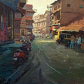 Cityscape acrylic painting titled 'Glory Of Light', 48x36 inches, by artist Suresh Jangid on Canvas