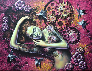 Figurative acrylic painting titled 'Glow', 36x46 inches, by artist Prashanta Nayak on Canvas