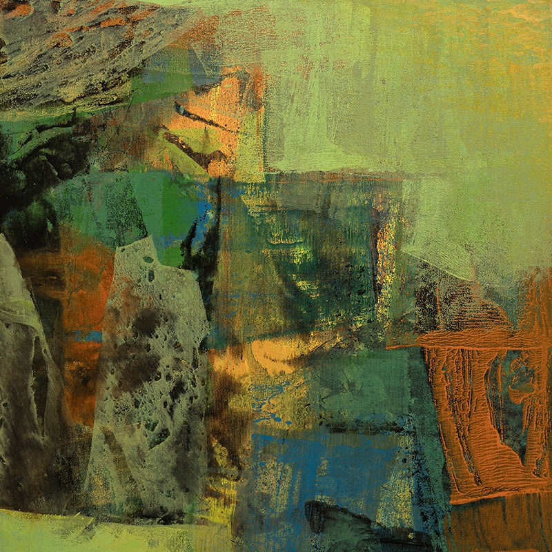 Glow Of Green 1' abstract acrylic painting by artist Siddhesh Rane, 24x24 inch, on canvas
