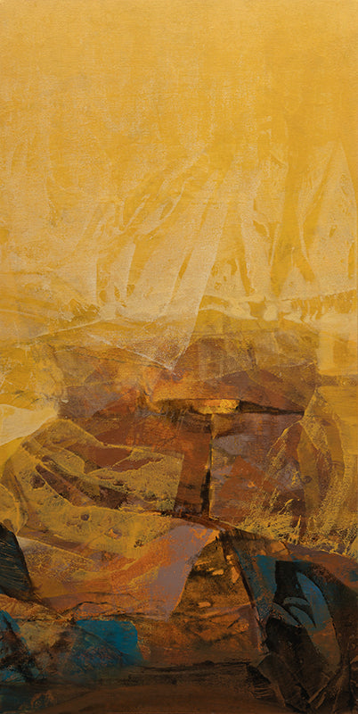 Glow Resonance 1' abstract acrylic painting by artist Siddhesh Rane, 48x24 inch, on canvas