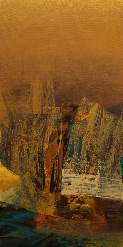 Glow Resonance 2' abstract acrylic painting by artist Siddhesh Rane, 48x24 inch, on canvas
