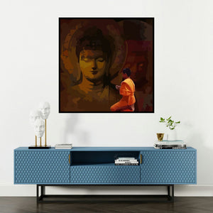'Gnosis 17' painting by Umakant Tawde shown on a wall in a furnished room.