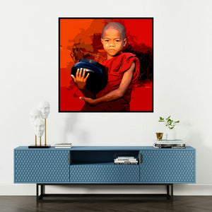 'Gnosis 2' painting by Umakant Tawde shown on a wall in a furnished room.