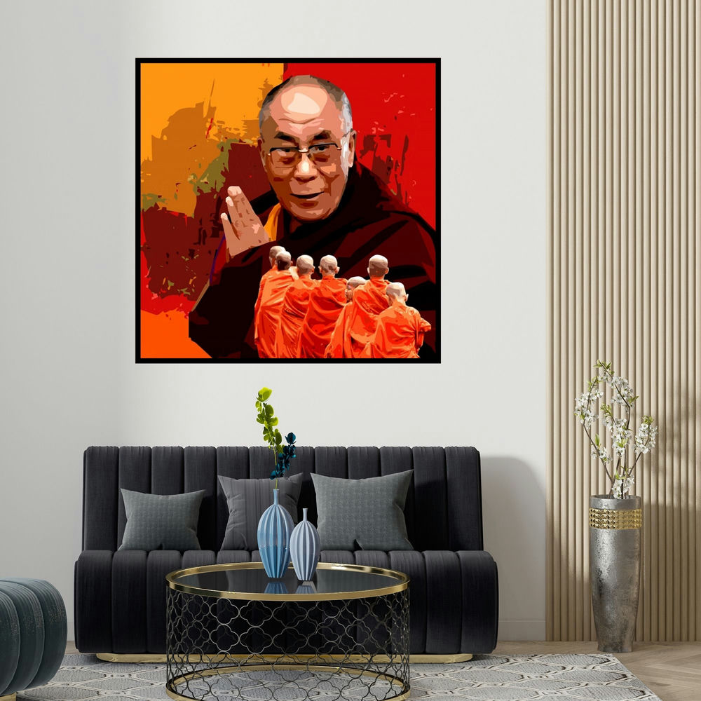 Umakant Tawde's 'Gnosis 3' painting visualized above a sofa in a contemporary room.