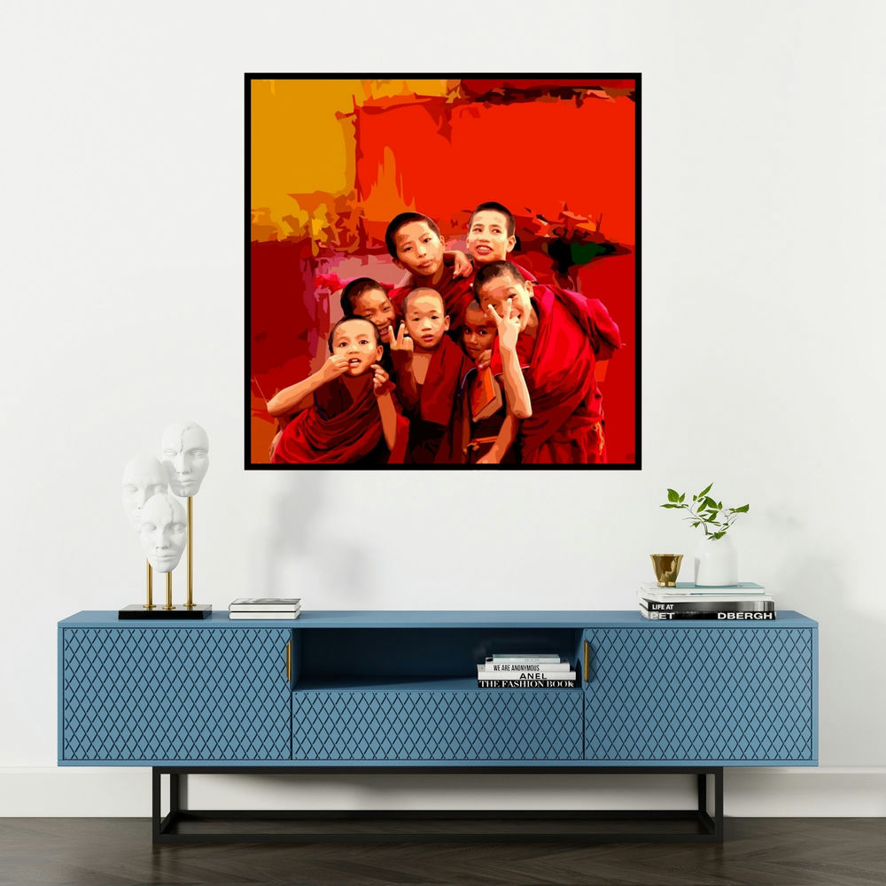 'Gnosis 4' painting by Umakant Tawde shown on a wall in a furnished room.