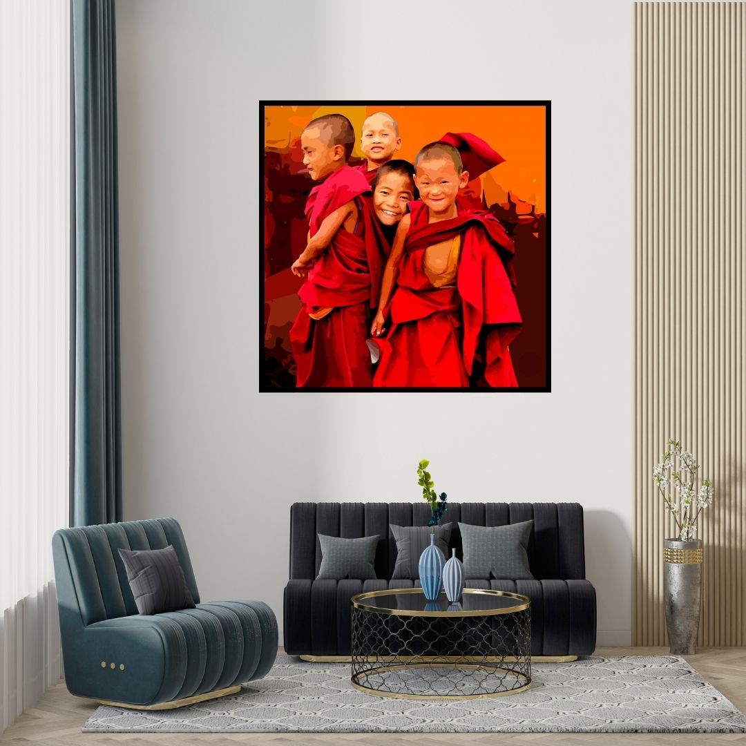 Preview of 'Gnosis 5' Painting by Umakant Tawde shown on a wall in a furnished room.