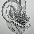 Animals pen drawing titled 'Goat 4', 15x11 inches, by artist Kushal Kumar on Paper