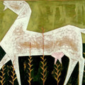 contemporary acrylic painting titled 'Goat', 25x30 inches, by artist Ranjith Raghupathy on Cardboard