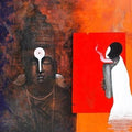 Figurative acrylic painting titled 'God and Worship', 48x36 inches, by artist Narayan Shelke on Canvas