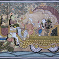 Folk Art fabric painting titled 'God Blessing Tasar Cloth Painting', 12x26 inches, by artist Pradeep Swain on Cloth