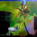 Animals acrylic painting titled 'God Story', 30x36 inches, by artist Pradip Sengupta on canvas