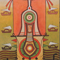 Religious acrylic painting titled 'God1', 48x30 inches, by artist Binay Polley on Canvas