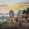 Religious watercolor painting titled 'Godavari', 22x30 inches, by artist Dnyaneshwar Dambale on Fabriano Paper