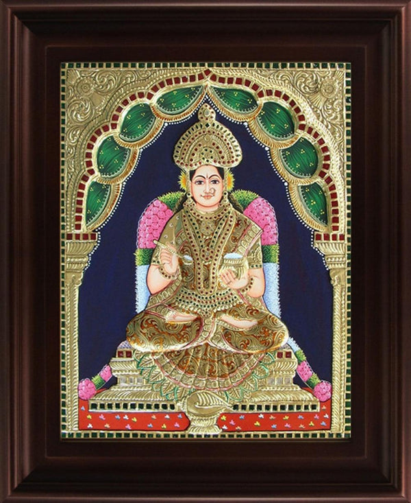 Goddess Annapoorani Tanjore Painting Traditional Art by Myangadi | ArtZolo.com