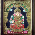 Religious tribal painting titled 'Goddess Annapurna Tanjore Painting', 18x14 inches, by artist VANI VIJAY on Wood
