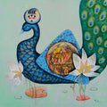 Goddess Of Learning 2' animals acrylic painting by artist Pooja Mhatre, 36x36 inch, on canvas