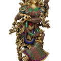 Religious handicraft titled 'Goddess Radha 2', 26x12x9 inches, by artist Brass Handicrafts on Brass