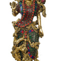 Religious handicraft titled 'Goddess Radha', 14x4x3 inches, by artist Brass Handicrafts on Brass