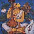 Goddess Saraswati' religious acrylic painting by artist Manisha Srivastava, 30x30 inch, on canvas