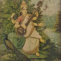 Religious oleograph painting titled 'Goddess Saraswati 2', 22x18 inches, by artist Raja Ravi Varma on Paper