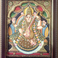 Religious tanjore traditional art titled 'Goddess Saraswati', 20x16 inches, by artist VANI VIJAY on Plywood