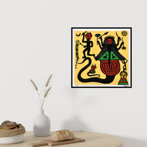 In-situ view of Madhvi Parekh's 'Goddess In Town (Goddess and Serpent)' painting in a room