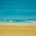 Seascape oil painting titled 'Godrevy Lighthouse Gwithian', 20x24 inches, by artist SIMON MASON on Canvas
