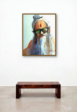 Going With The Flow by artist Gulshan Achari displayed in a Japandi Foyer