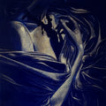 Gold Against The Night' figurative acrylic-oil painting by artist Abid Shaikh, 24x24 inch, on canvas