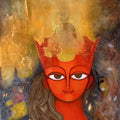 The Golden Crown' figurative acrylic painting by artist Meenakshi Jha Banerjee, 30x24 inch, on canvas