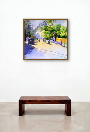 Golden Light I (Golden Light) by artist Rahul Salve displayed in a Industrial Hallway