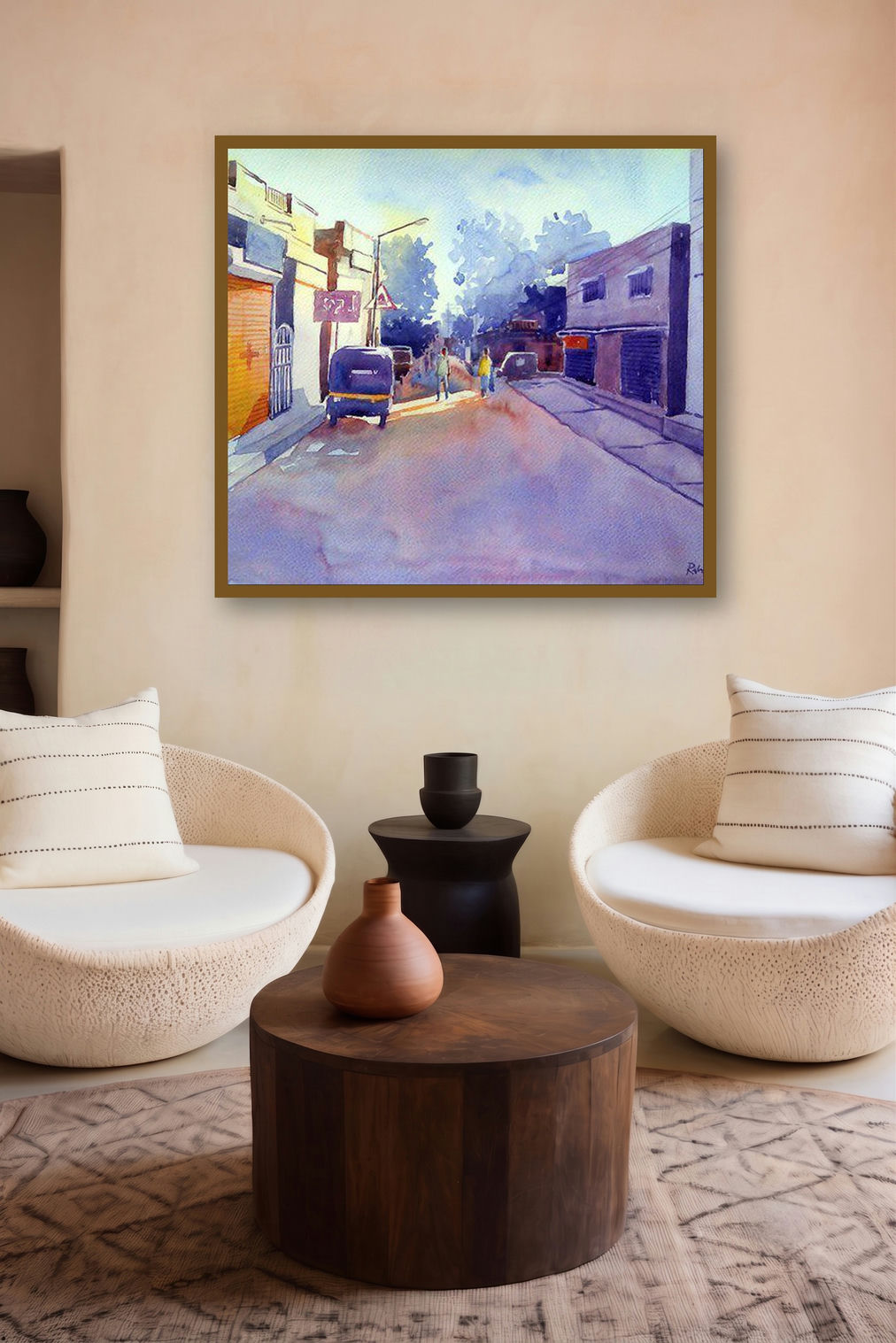 Golden Light Ii (Echoes of Stillness) by artist Rahul Salve displayed in a Curated gallery