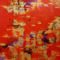 Abstract acrylic painting titled 'Golden Patterns', 36x48 inches, by artist Ns Art on Canvas