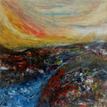Golden Period' abstract acrylic painting by artist Ganesh Singh, 26x26 inch, on canvas