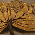 Golden Petals' nature mixed-media painting by artist Yogesh Powale, 15x27 inch, on canvas