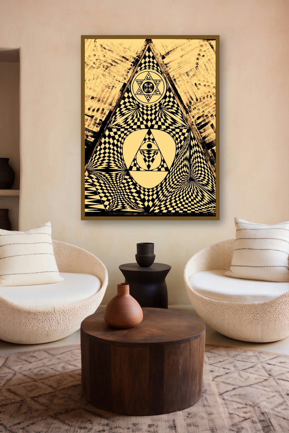 Golden Pyramid (The All-Seeing Geometry) by artist Manju Lamba displayed in a Designer gallery