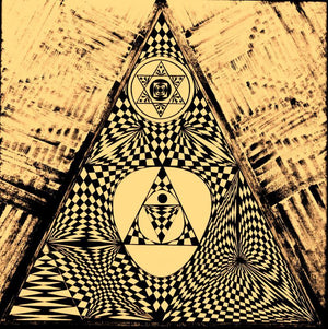 Golden Pyramid (The All-Seeing Geometry) by Manju Lamba, Print Acrylic Pop Art Painting on Canvas, X-Small Square Wall Art