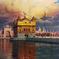 Religious acrylic painting titled 'Golden Reflection', 26x17 inches, by artist Siddharth Gavade on Canvas