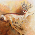 Animals mixed-media painting titled 'Golden Run', 48x48 inch, by artist Ruchi Singhal on Canvas