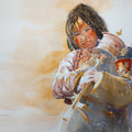 Golden Soul' figurative watercolor painting by artist Soven Roy, 17x23 inch, on paper