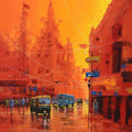 Cityscape acrylic painting titled 'Good Morning Kolkata 7', 30x24 inches, by artist Purnendu Mandal on Canvas