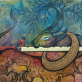 Gopalila 1' religious mixed-media painting by artist Mohit Bhardwaj, 30x36 inch, on canvas